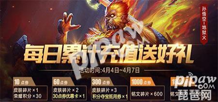 王者荣耀充值活动2018最新 4月充值送好礼活动