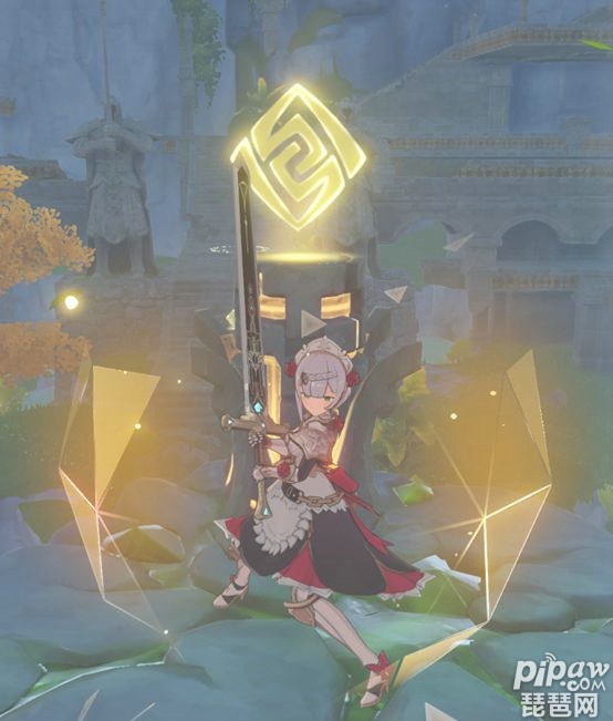 下坠攻击到5号柱子的浮空岩石上